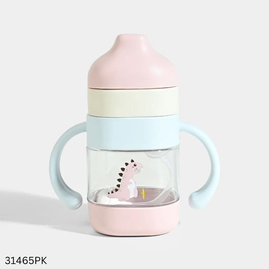 Dino Baby Water Bottle With Handle 220ml - Pink