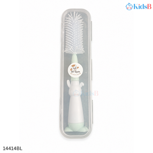 Dr Gym Silicone Baby Feeding Bottle, Feeder & Nipple Cleaning Brush Set - Blue