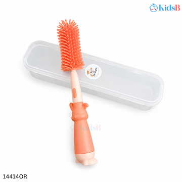 Dr Gym Silicone Baby Feeding Bottle, Feeder & Nipple Cleaning Brush Set - Orange