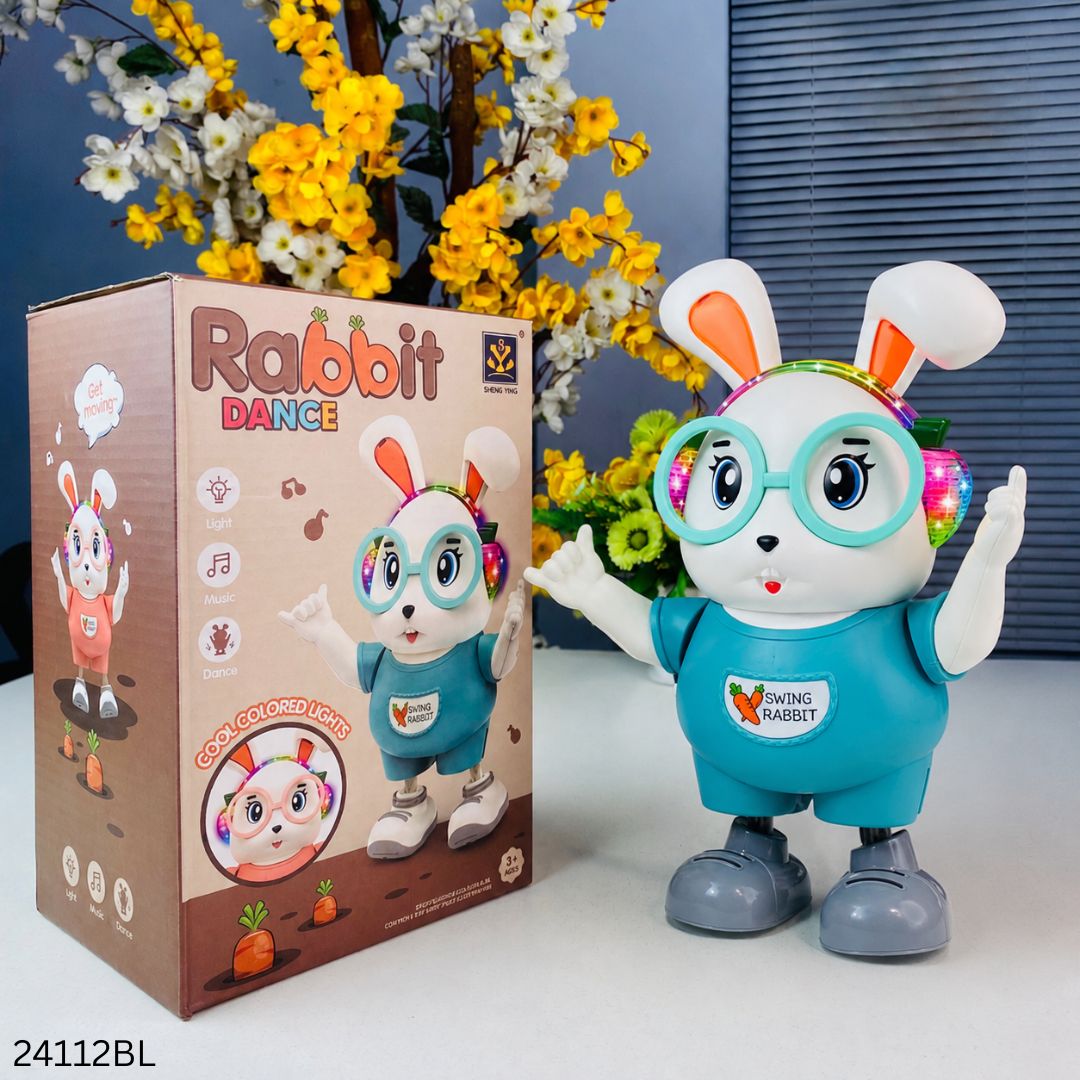 Electric Dancing Doll Music Lighting Swing Rabbit Toy - Blue