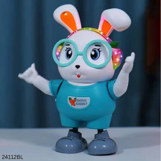 Electric Dancing Doll Music Lighting Swing Rabbit Toy - Blue