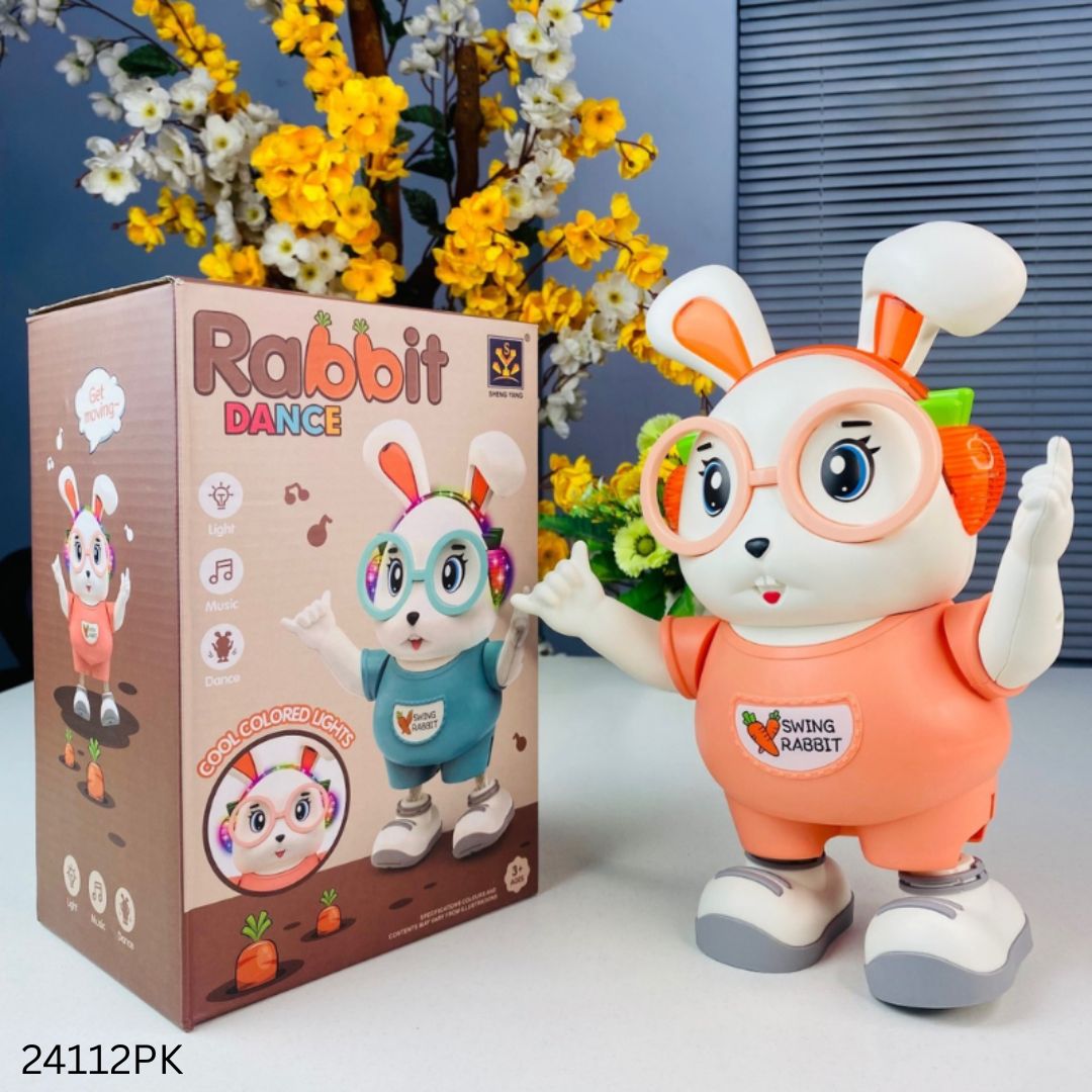 Electric Dancing Doll Music Lighting Swing Rabbit Toy - Pink