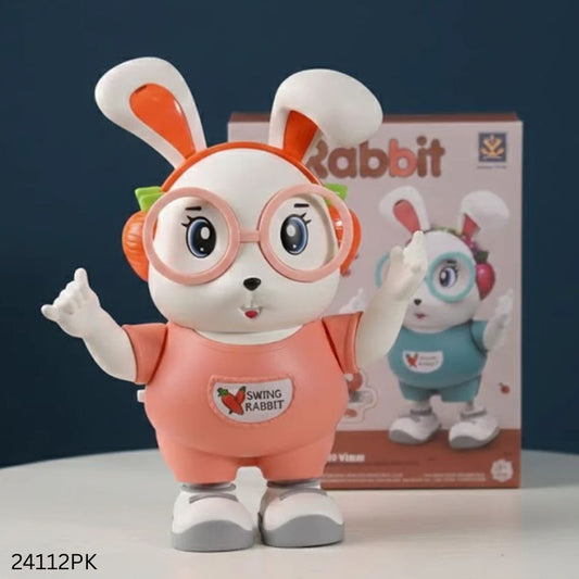 Electric Dancing Doll Music Lighting Swing Rabbit Toy - Pink
