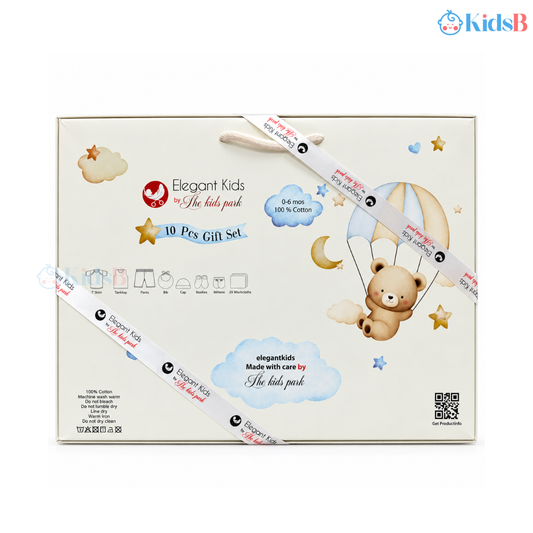 Elegant Kids 10-Piece Cotton Newborn Baby Gift Set – Blue