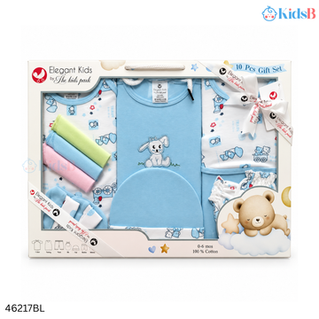 Elegant Kids 10-Piece Cotton Newborn Baby Gift Set – Blue