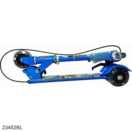 Foldable 3 Wheels Kick Scooter With LED Light & Bell - Blue