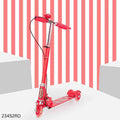 Foldable 3 Wheels Kick Scooter With LED Light & Bell - Red
