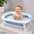 Foldable Baby Bathtub with Stand & Drain Plug – Blue