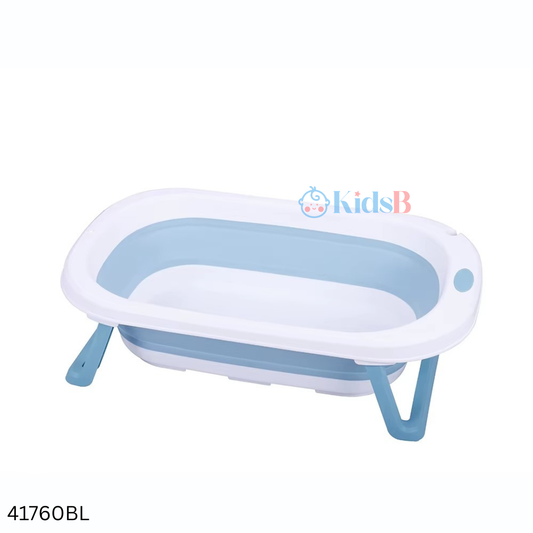 Foldable Baby Bathtub with Stand & Drain Plug – Blue