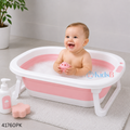Foldable Baby Bathtub with Stand & Drain Plug – Pink
