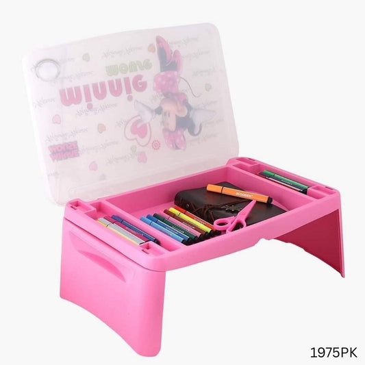 Folding Baby Reading & Writing Portable Desk With Storage - Pink
