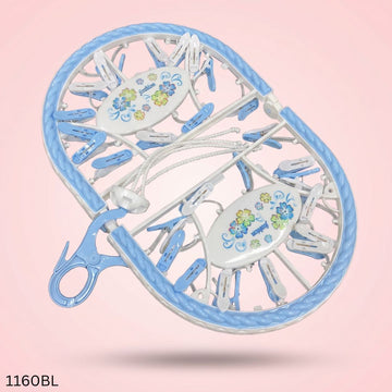 Folding Cloth Clip Hanger - 28pcs - Blue