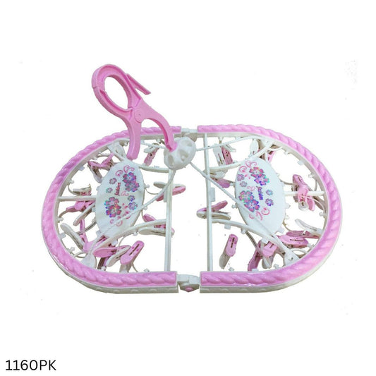 Folding Cloth Clip Hanger - 28pcs - Pink