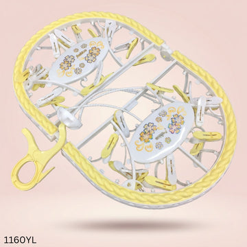 Folding Cloth Clip Hanger - 28pcs - Yellow