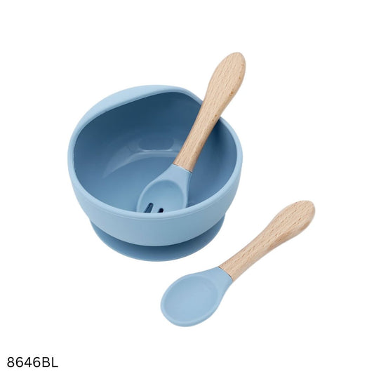Food Grade Silicone Bowl & Spoon set - Blue