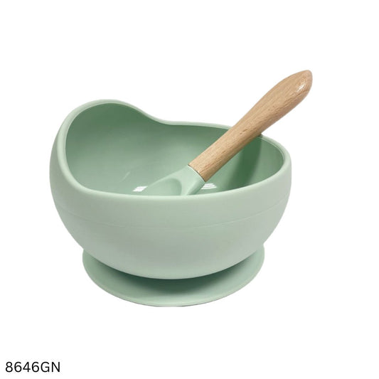 Food Grade Silicone Bowl & Spoon set - Green