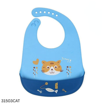 Food Grade Waterproof Silicone Tray Bibs - Cat