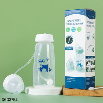 Hands Free Baby Feeding Bottle 240ml - Blue