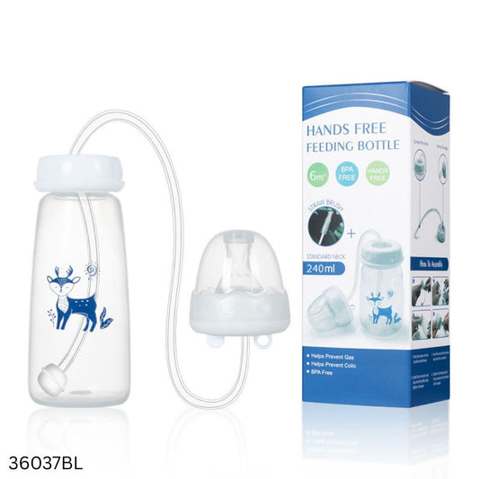 Hands Free Baby Feeding Bottle 240ml - Blue