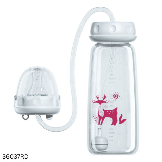 Hands Free Baby Feeding Bottle 240ml - Red