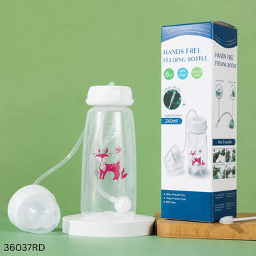 Hands Free Baby Feeding Bottle 240ml - Red