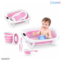 Happy Baby 4 in 1 Foldable Baby Bath Set with Built in Thermometer and Seat - Pink