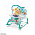 Hu-Baby 4 in 1 Multifunctional Baby Rocker With Music, Vibrations, Wheels & Dining Tray - Blue