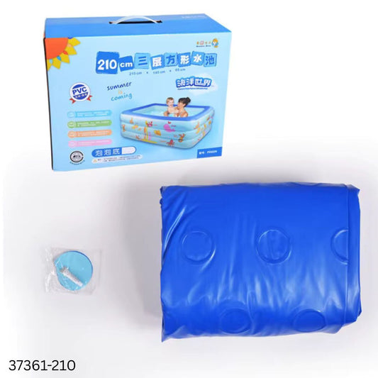 Inflatable PVC Baby Square Swimming Pool - 210cm