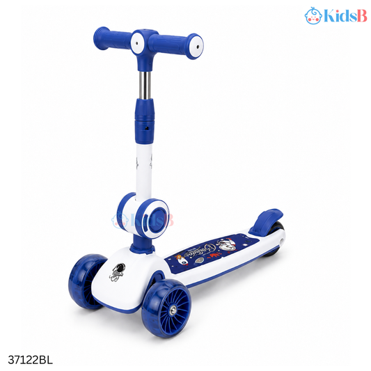 Kids 3-in-1 Foldable Scooter with Seat & LED Flash Wheels – Blue
