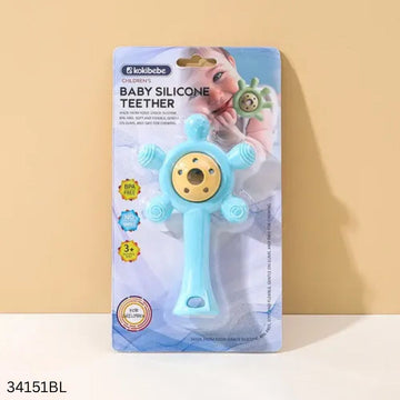 Kokibebe Baby Silicone Rattle Teether - Blue
