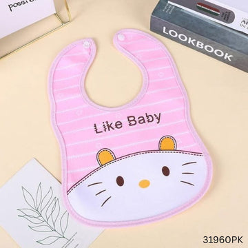 Like Baby Cartoon Design Baby Eating Bib - Pink