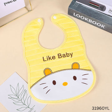 Like Baby Cartoon Design Baby Eating Bib - Yellow