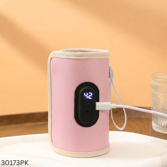 Portable Baby Milk Warmer with USB & Digital Display - Pink