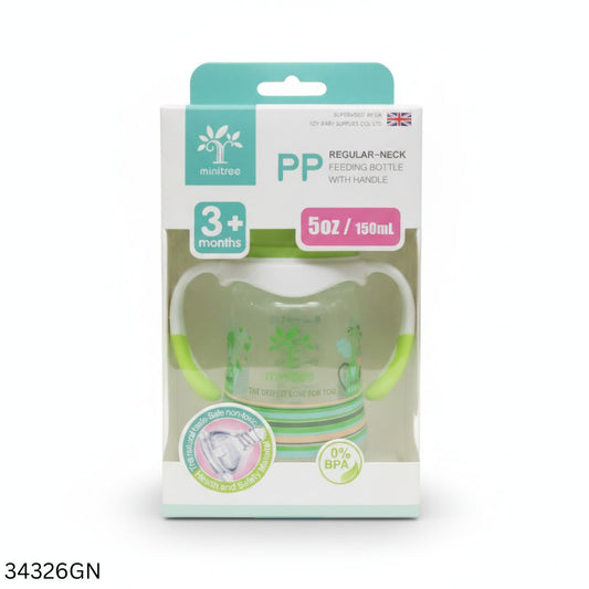 Minitree Plastic Feeding Bottle With Handle 150ml - Green