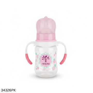 Minitree Plastic Feeding Bottle With Handle 150ml - Pink