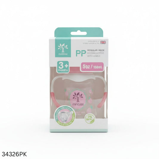 Minitree Plastic Feeding Bottle With Handle 150ml - Pink