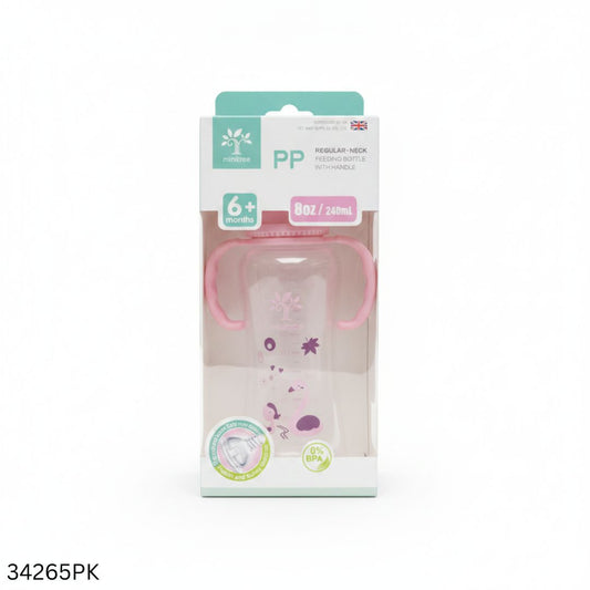 Minitree Plastic Feeding Bottle With Handle 240ml - Pink