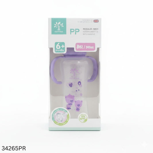 Minitree Plastic Feeding Bottle With Handle 240ml - Purple