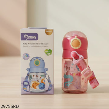 Momeasy Baby Water Bottle With Straw & Shoulder Strap 360ml - Red