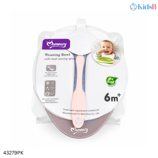 Momeasy Baby Weaning Bowl with Heat Sensing Spoon BPA-Free - Pink