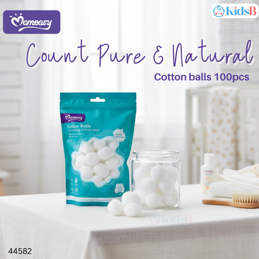 Momeasy Cotton Balls 100 Balls – Soft & Pure Cotton for Baby Care