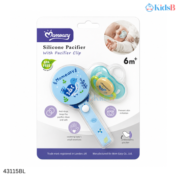 Momeasy Silicone Pacifier with Pacifier Clip BPA-Free – Blue