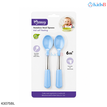 Momeasy Stainless Steel Baby Feeding Spoon Set BPA-Free – Blue