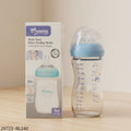 Momeasy Wide Neck Glass Feeding Bottles - 3m+ - 240ml - Blue