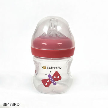 Momeasy Wide Neck Plastic Feeding Bottles 0m+ - 120ml - Red