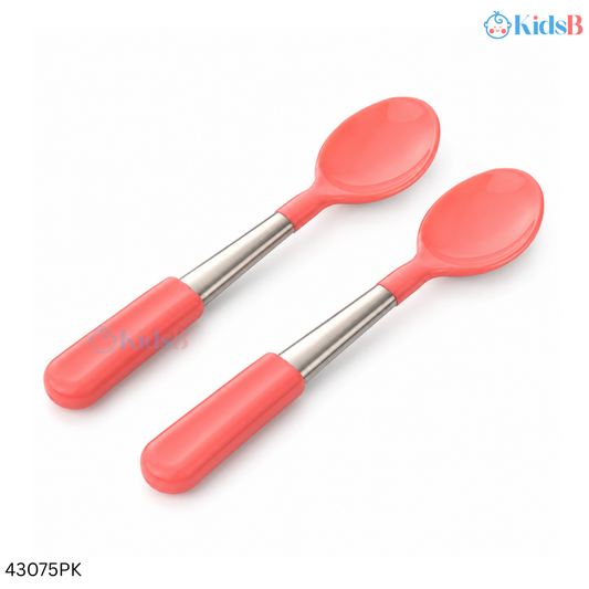 Momeasy Stainless Steel Baby Feeding Spoon Set BPA-Free – Pink
