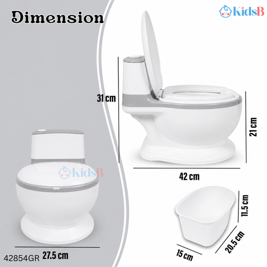 Musical Realistic Baby Commode Toilet Training Potty – Gray