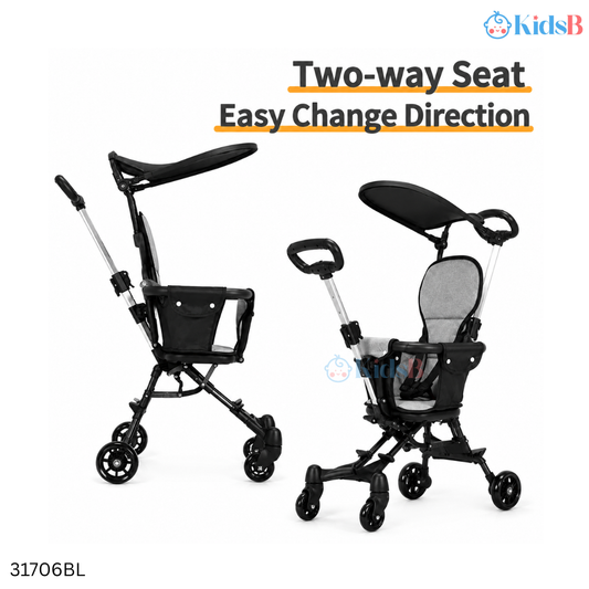One-Click Fold Lightweight Baby Travel Stroller Tricycle – Black
