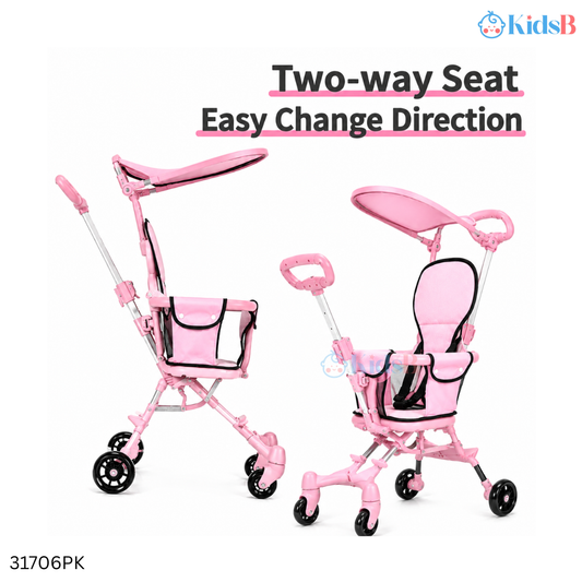 One-Click Fold Lightweight Baby Travel Stroller Tricycle – Pink