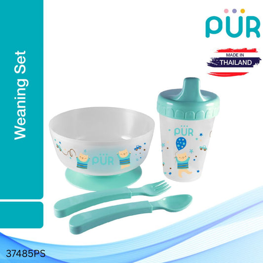PUR Weaning Set (Cup, Non-Spill Bowl, Spoon & Fork) - Paste
